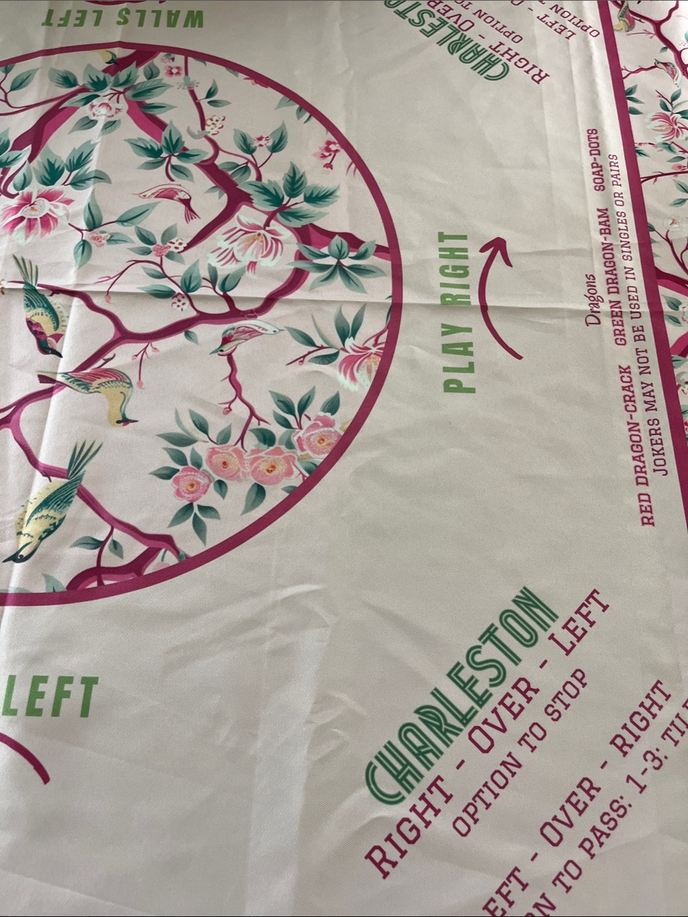 Pink mahjong chinoserie game table square tablecloth - Picture 3 of 3